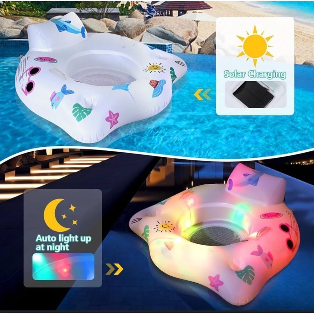 Inflatable Pool Float - Chair With Color Changing Lights (Solar Powered) - Picture 2 of 3